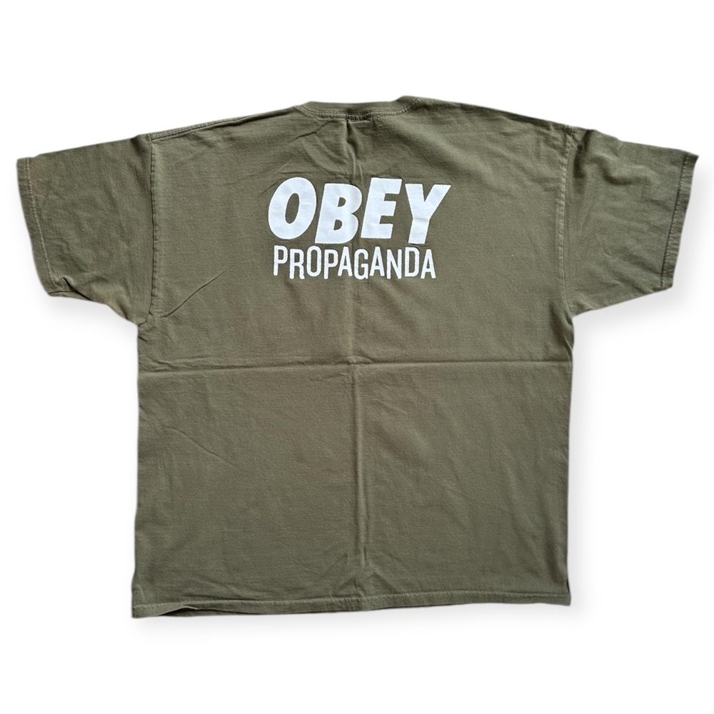 OBEY PROPAGANDA Double Sided print Vintage Tee Army Green T Shirt